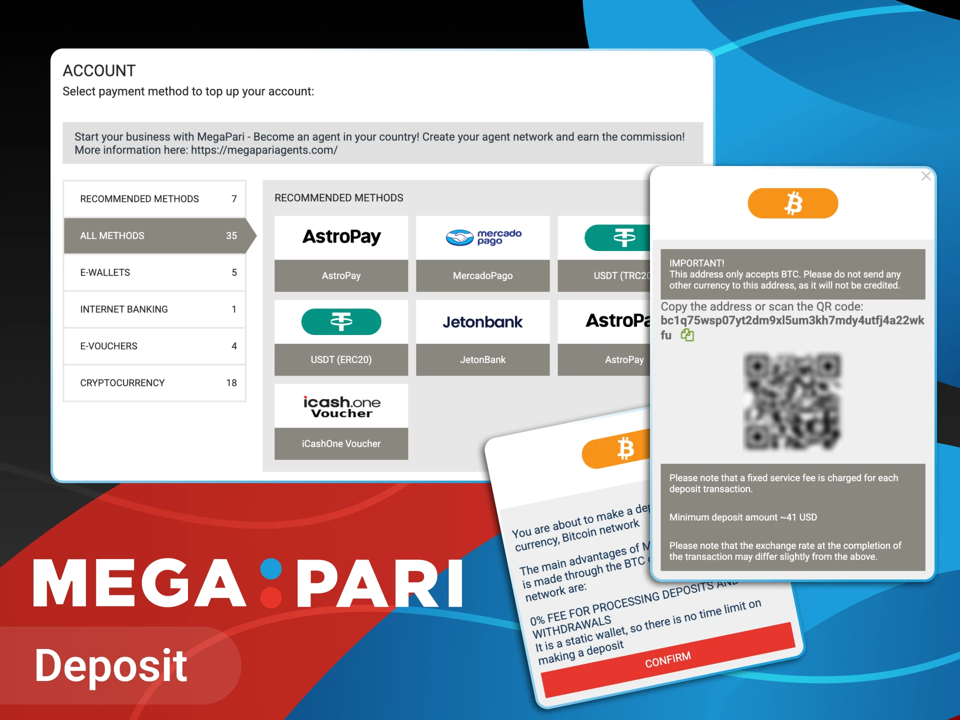 At Megapari online casino you can make a deposit very quickly.