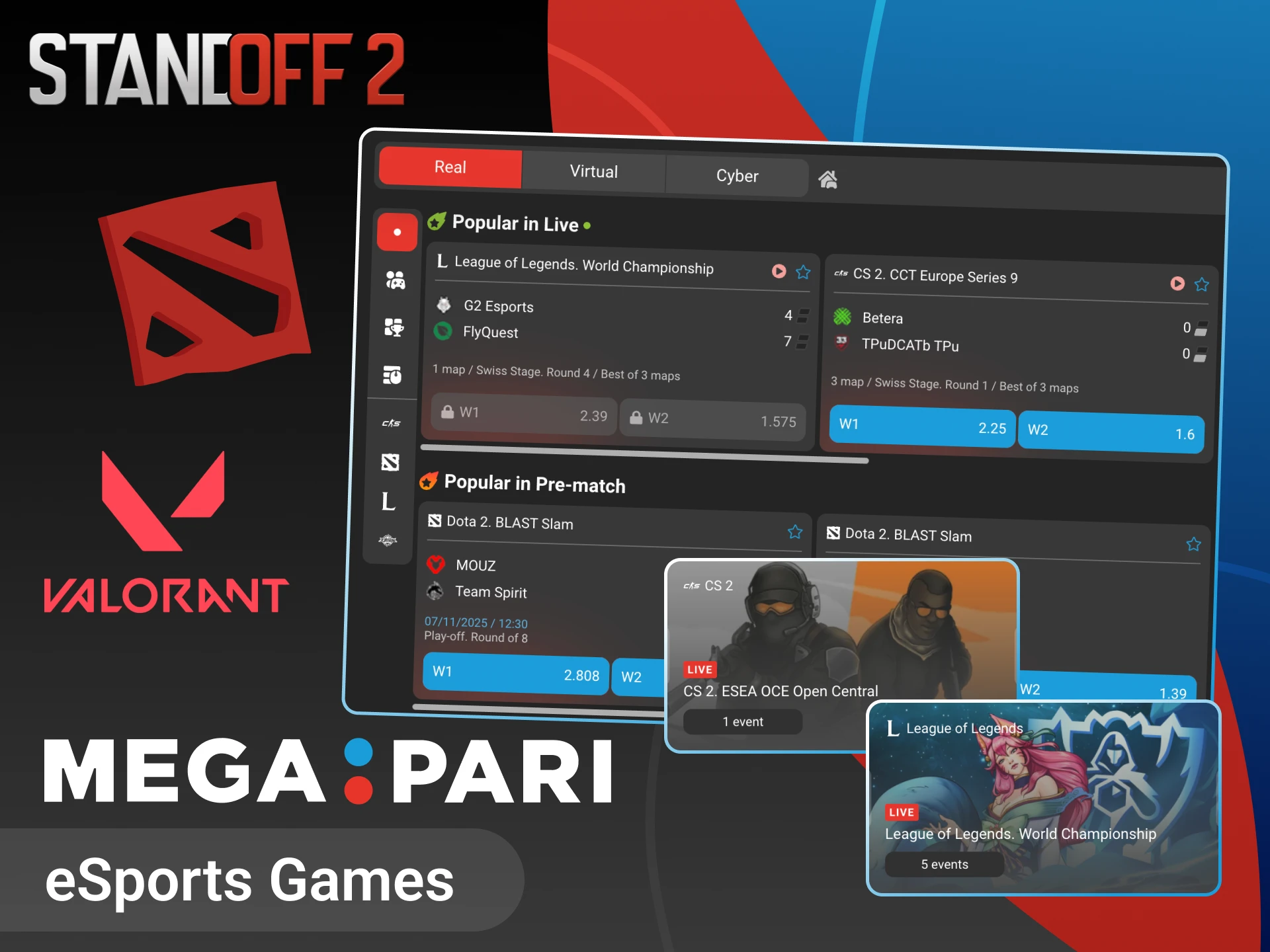 Don't forget to place your esports bets at Megapari online casino.
