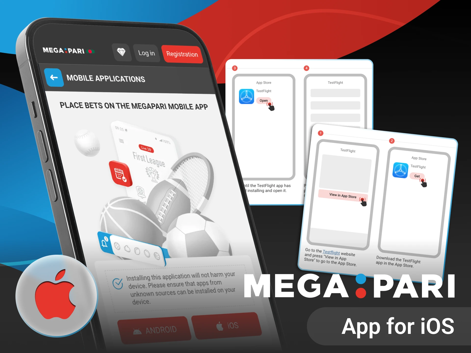 Can players download the Megapari online casino app to their iOS phone.