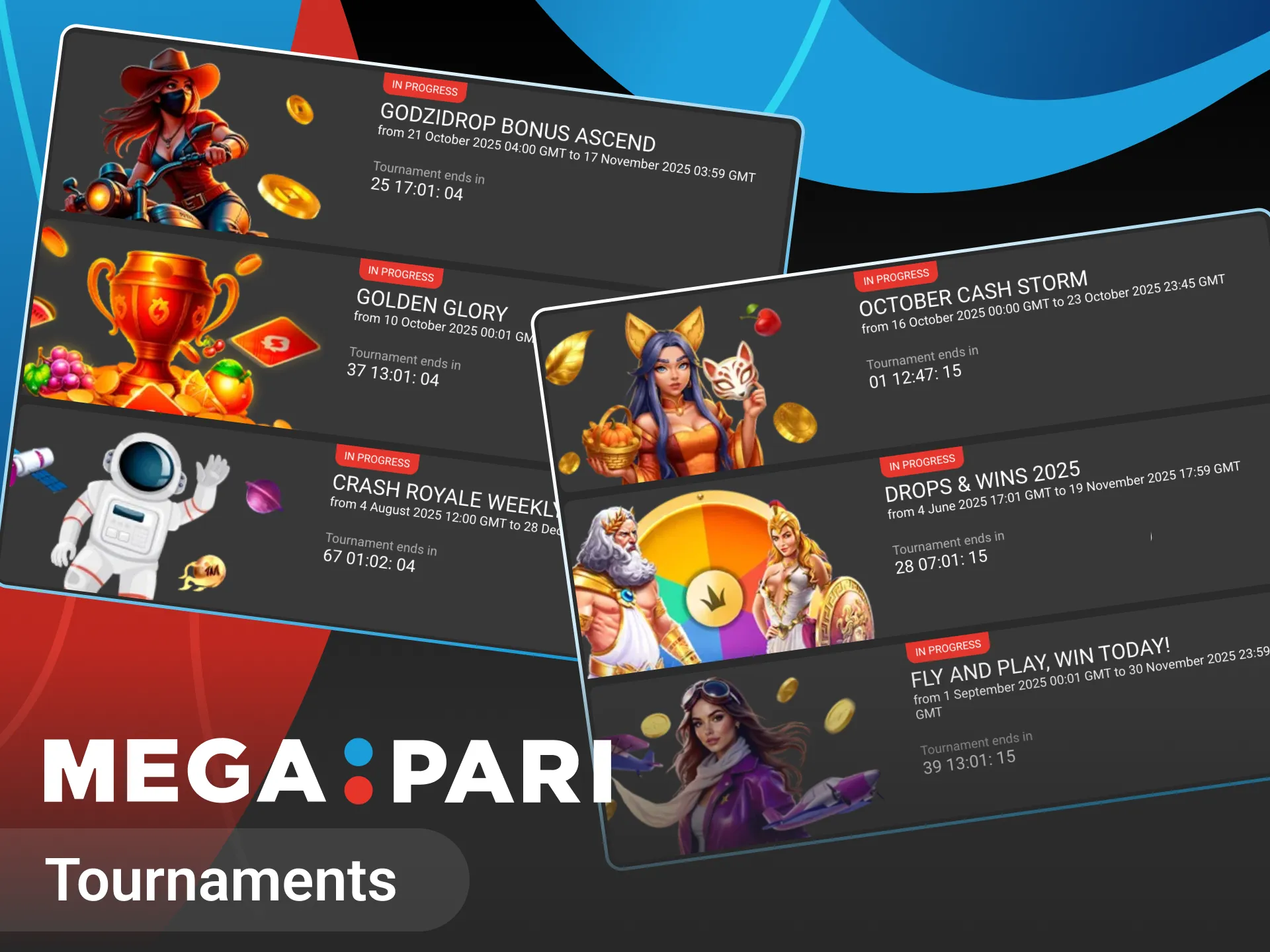 At Megapari online casino you can find a wide selection of tournaments.