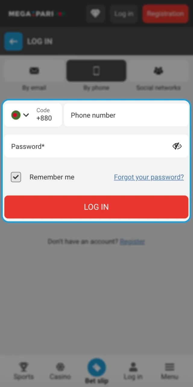 Log in to Megapari online casino to withdraw your winnings.